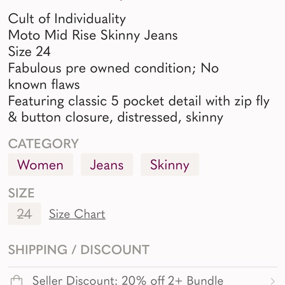 Cult of Individuality Moto Mid Rise Skinny Jeans - Picture 10 of 10